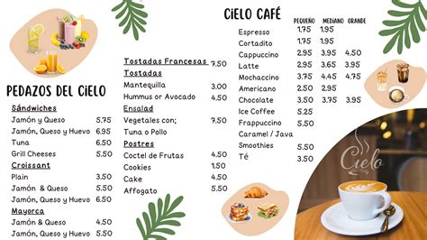 Menu – Cielo Cafe