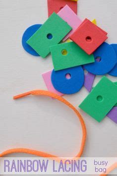 Rainbow shape lacing busy bag: easy and fun way to practice colors and shapes! My preschooler ...