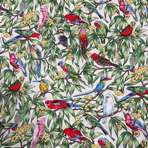 100% Cotton Print Fabric Birds in Paradise Cream | Etsy in 2021 ...