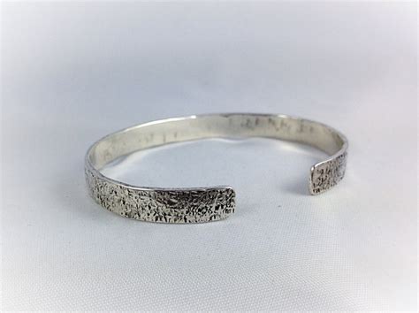 Hammered Silver Cuff Bracelet – Solid Sterling Silver – Rustic Men’s Women’s Cuff – 7-8mm Width ...