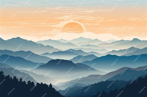 Premium AI Image | Illustration of mountain top view with sunrise light