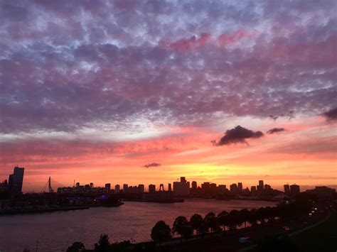 Rotterdam skyline under a beautiful sunset : r/pics