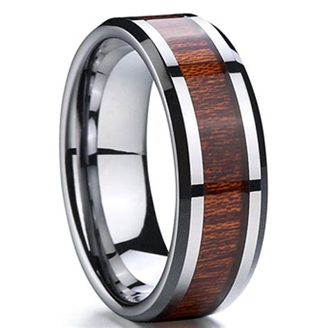 Max Tungsten Carbide Wood Inlay 8mm Tungsten Rings