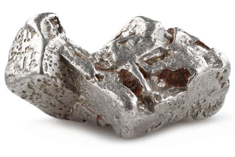 Platinum Nugget on White Isolated Background, Valuable Stone, White Gold , Macro Photography ...