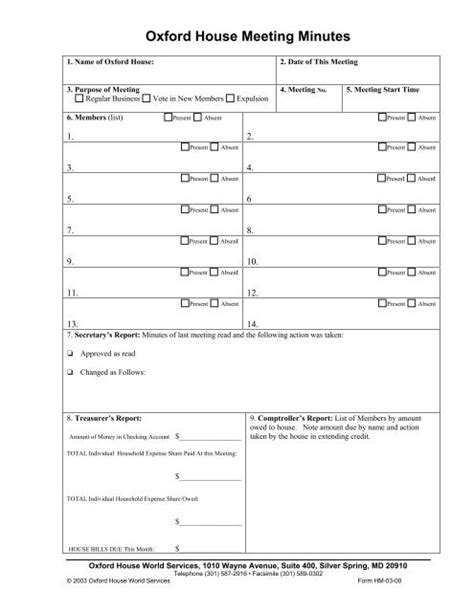 House Meeting Minutes - Oxford House