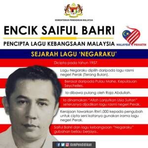 Who wrote “Negaraku (Malaysia's National Anthem)” by Saiful Bahri?