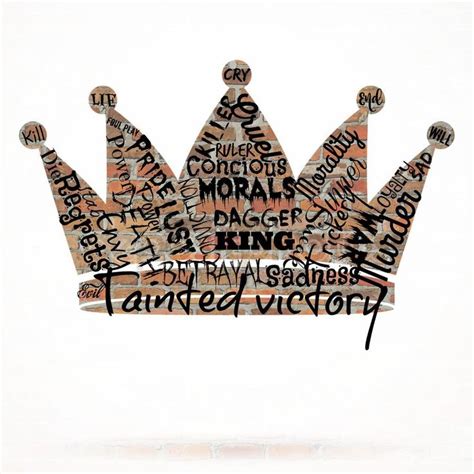 a drawing of a crown with words written all over it and on the front side