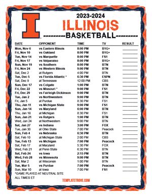 2023-2024 College Basketball Schedules - Big Ten