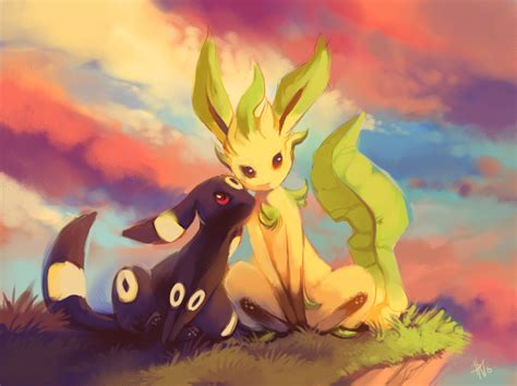 pokemon, Brown, Eyes, Clouds, Grass, Leafeon, Pokemon, Purple, Kecleon, Red, Eyes, Signed, Sky ...