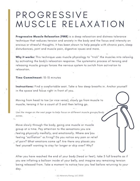 UPDATED Progressive Muscle Relaxation 3-page Digital Handout - Etsy ...