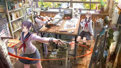 Anime HD Wallpaper: Creative Moments in a School Setting