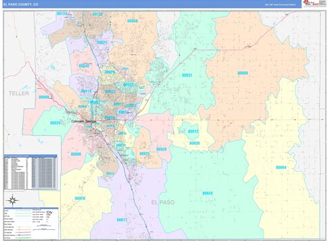 El Paso County, CO Wall Map Color Cast Style by MarketMAPS - MapSales