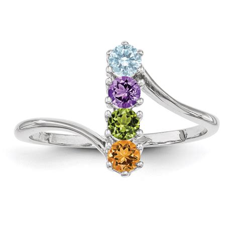 4 Birthstones Mothers Ring 14k White Gold Polished XMR15/4W - HomeBello