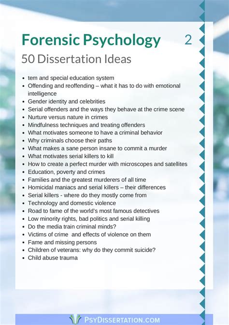 Forensic Psychology Dissertation Ideas