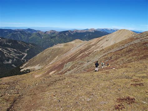 These hikers are heading down the Wheeler Peak Summit Trail from the Wheeler Peak Trail junction.