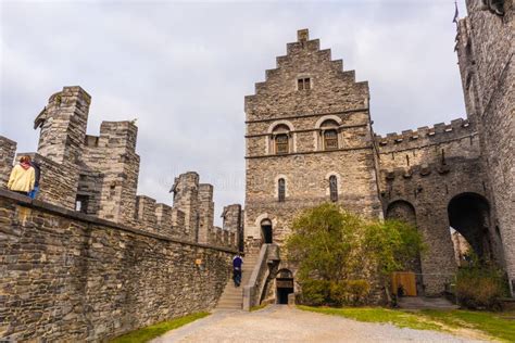 Ghent, Belgium - APRIL 6, 2019: Gravensteen. Medieval Castle at Ghent ...