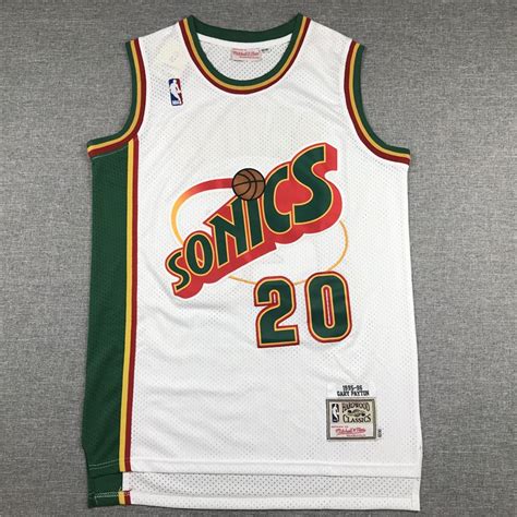 19-20 Men Sonics basketball jersey shirt retro Payton 20 white ...