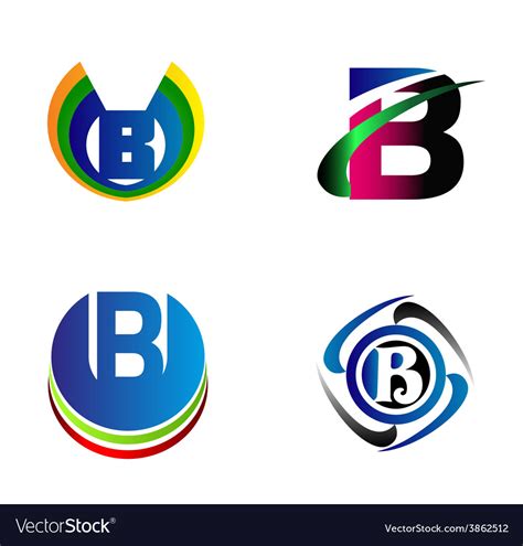 Letter b alphabet logo b icon set Royalty Free Vector Image