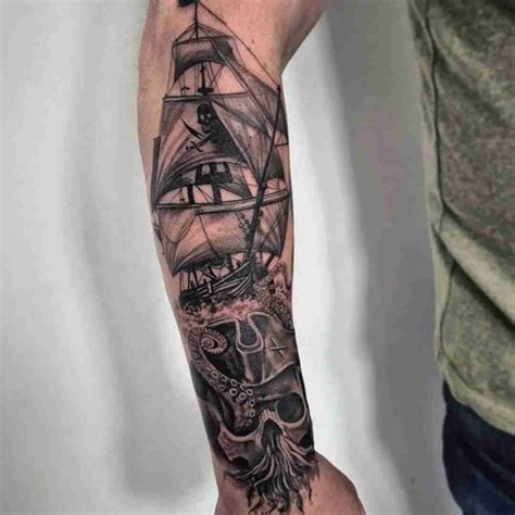 Pirate Ship Tattoo Forearm