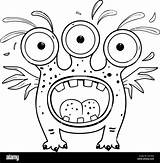 Alien Monster Coloring Book Page Outline Cartoon Stock Vector Image  sketch template