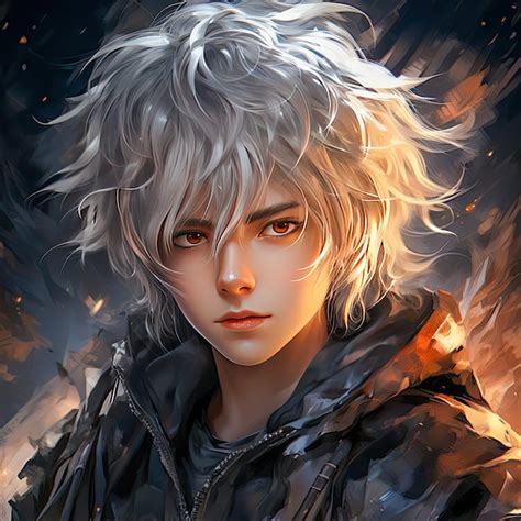 Premium Photo | Cute and Handsome Anime Boy have White Hair