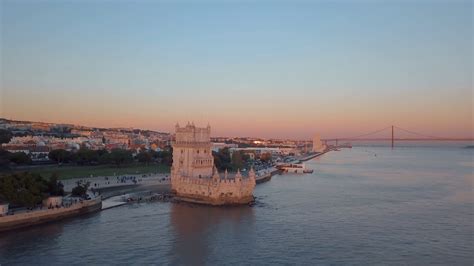 Magical Aerial Belem Tower Sunset View From Stock Footage SBV-327801407 - Storyblocks