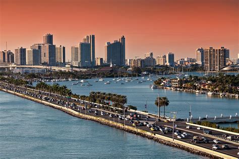 Miami Florida Skyline At Sunset Photograph by Ishootphotosllc - Fine ...