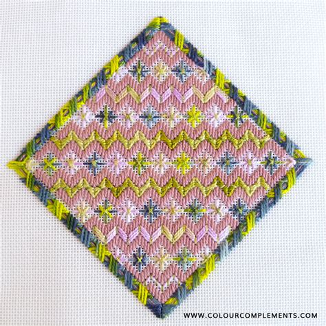 NEEDLEPOINT STITCH SAMPLE with Colour Complements threads