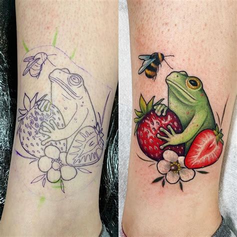 haven’t shared one of these for a while so here’s stencil to tattoo of strawb froggy 🍓 using ...