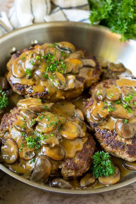 Hamburger Steak with Mushroom Gravy - Dinner at the Zoo