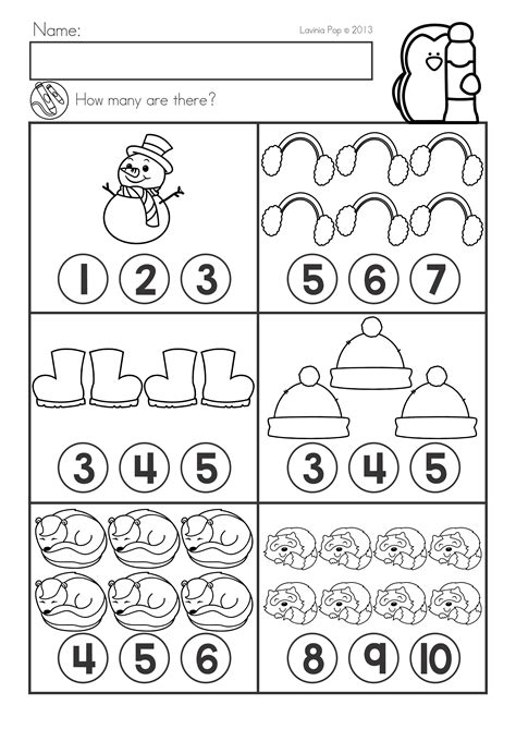 Winter Math Worksheets & Activities No Prep for Kindergarten. Count how ...