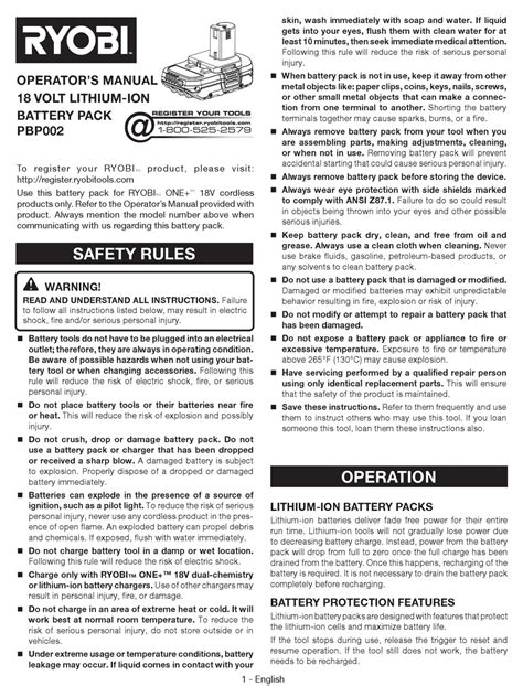 RYOBI PBP002 OPERATOR'S MANUAL Pdf Download | ManualsLib