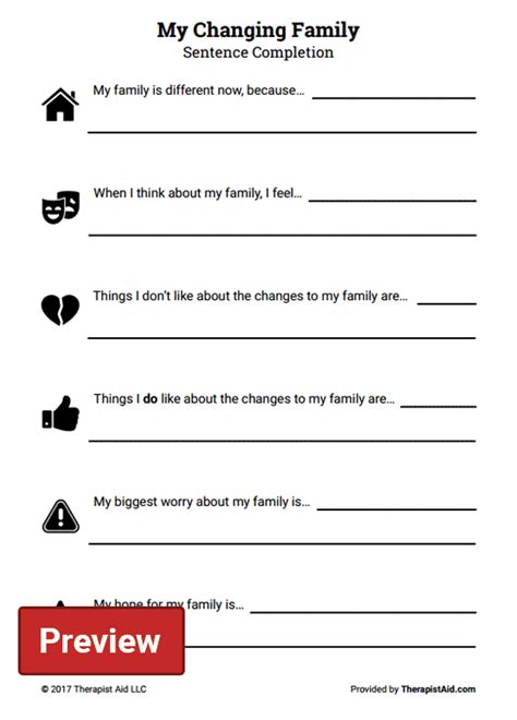 Family Therapy Worksheets For Kids