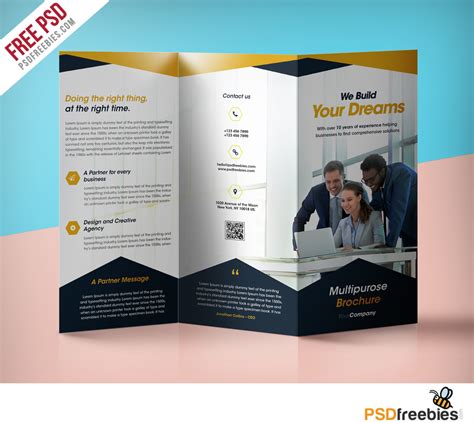 Professional Corporate Tri-Fold Brochure Free PSD Template – Download PSD