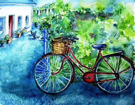 My Red Bike Painting by Trudi Doyle