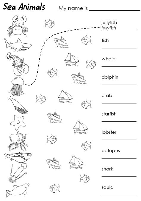 Ocean Animals Worksheet for Preschool