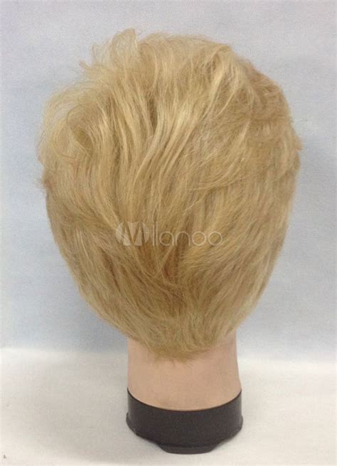 Donald Trump Wig Blond Layered Straight Short Human Hair Wig - Milanoo.com