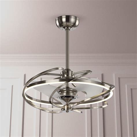 27 Inch Solstice Modern LED Reversible 3 Blade Ceiling Fan with Lights and Remote Fandelier ...