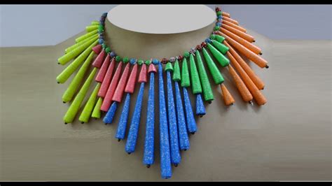 Paper Crafts: Colorful Paper Bead Necklace | DIY Paper Jewelry - YouTube