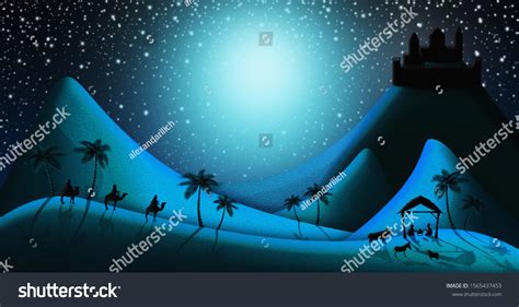 Christmas Nativity Scene Three Wise Men Stock Illustration 1565437453 ...