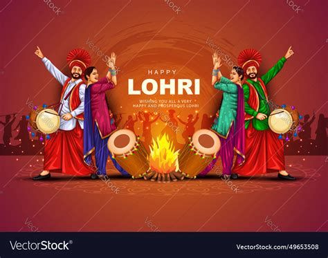 Happy lohri festival of punjab india background Vector Image