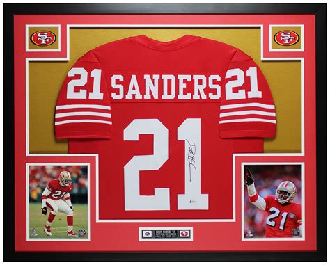 Deion Sanders Autographed and Framed San Francisco 49ers Jersey