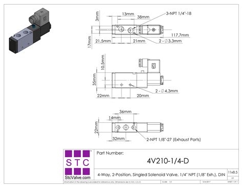 4V210-1/4: 4-Way, 2-Position Directional Solenoid Valve