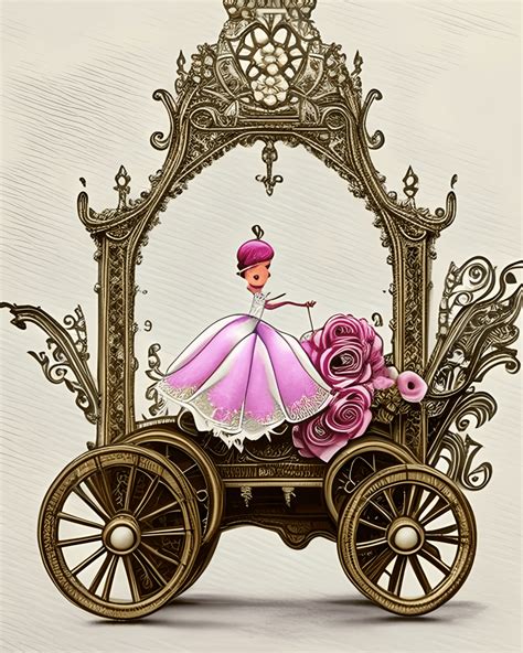 Hyper Detailed Flower Fairytale Cinderella Carriage Submerged in Ivory ...