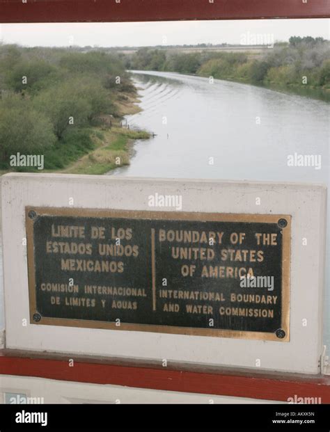 border United States Mexico Rio Grande river bilingual sign crossing progreso texas spanish ...