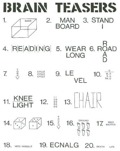 Brain Teasers Worksheet Answers | Next Post