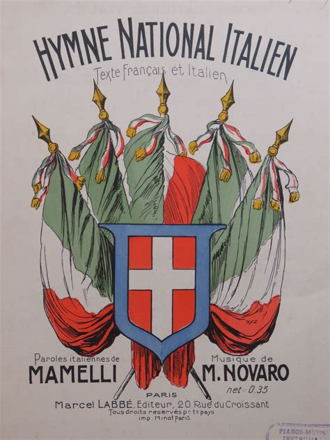 NOVARO Michele Hymne National Italien Chant Piano ca1910 by NOVARO ...