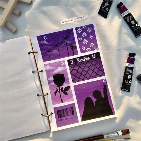 Purple aesthetic moodboard 💜 | Schetsboek ideeën, Doodle ideeën, Hipster tekeningen