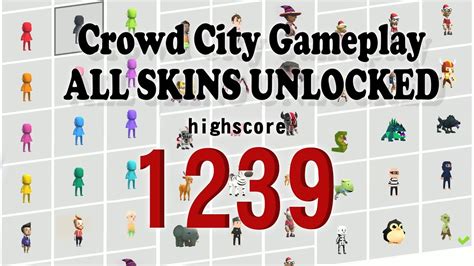 Crowd City Gameplay - ALL SKIN - 1239 highscore - YouTube