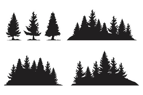 Set of vintage christmas tree and forest silhouette 4856422 Vector Art at Vecteezy